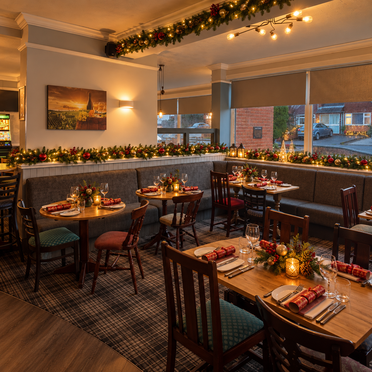 The Sunnyside Inn dining room prepared for festive Christmas Fayre guests