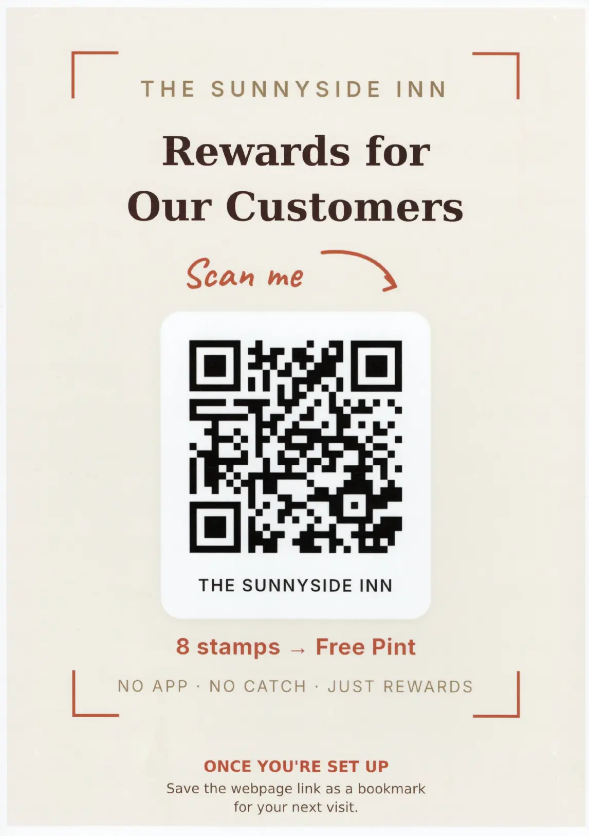 Sunnyside Inn regulars loyalty promotion with rewards QR code