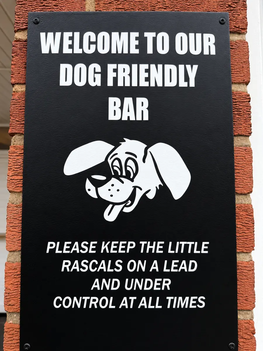 Sign welcoming dogs to The Sunnyside Inn dog-friendly bar
